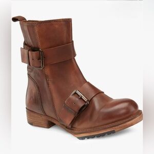 Vintage Foundry Women’s Bobbi Stylish Brown Leather Combat Boots Size:7